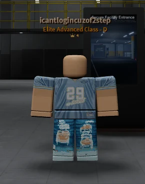 The template shirt and pants on a default avatar